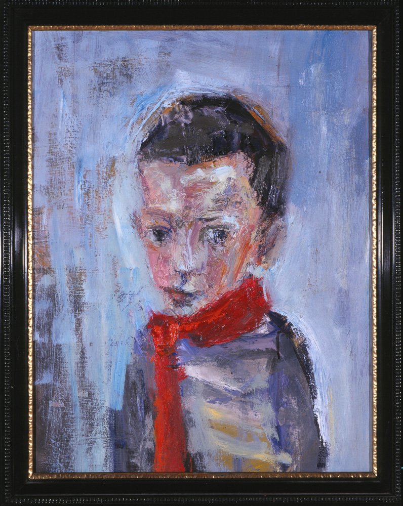 Goethner_1990_Florian mit rotem Schal_54x42cm_Oel auf HF